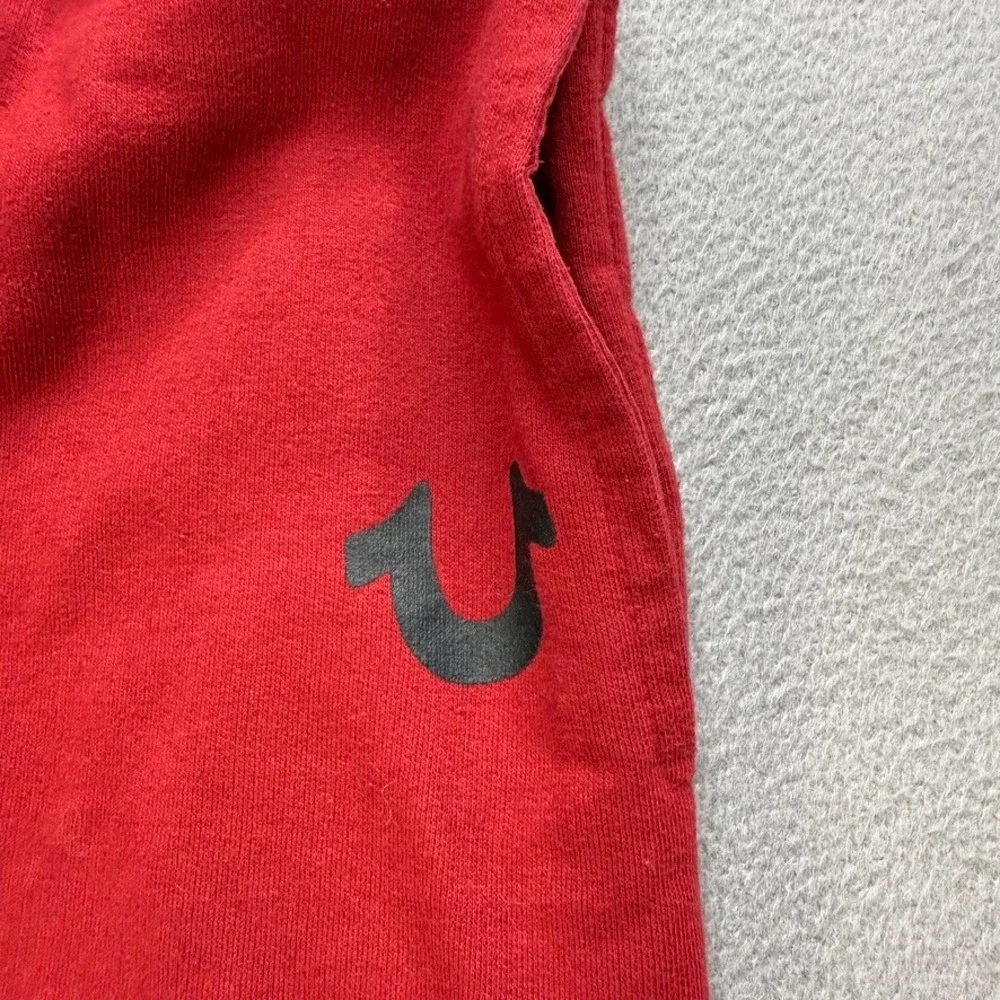 True Religion Jogger Sweatpants Tapered Fleece XL Red Horseshoe Logo Athletic